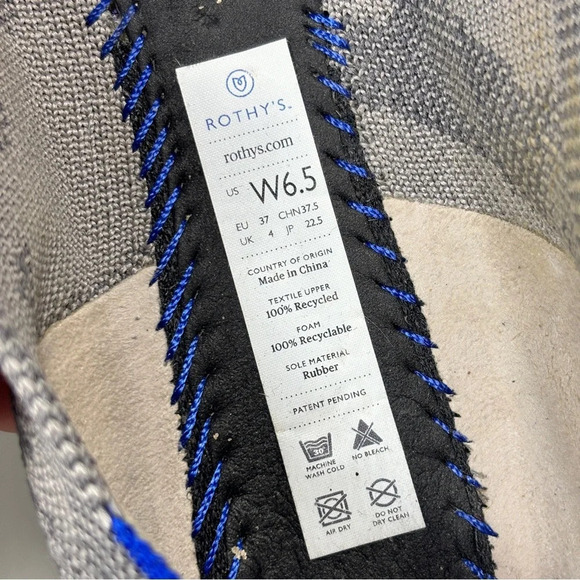 Rothy’s Round Toe Gray Camo Neon Heel Stripe Flats Retired Rare Size 6.5 - Picture 12 of 13